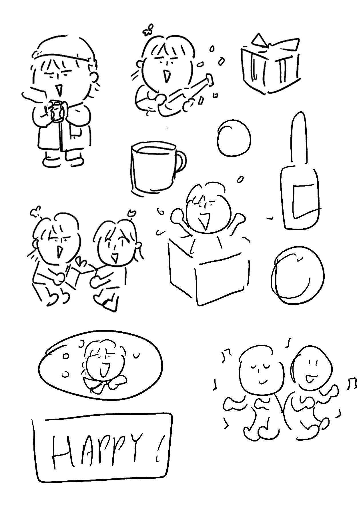 December 2026 Mail Club 慶祝風 doodle 稿